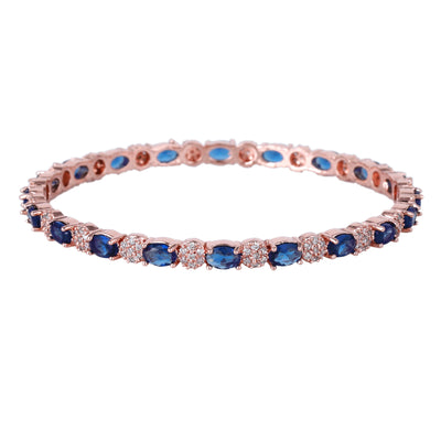 Estele Rose Gold Plated CZ Splendid Designer Bangles with Blue Stones for Women