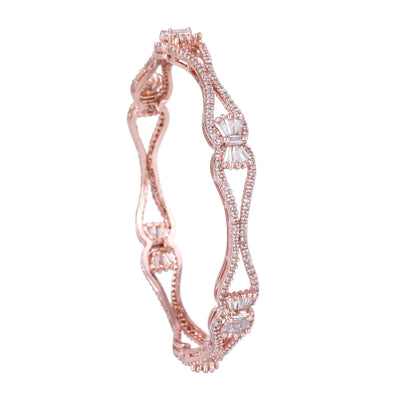 Estele Rose Gold Plated CZ Glittering Designer Bangles for Women