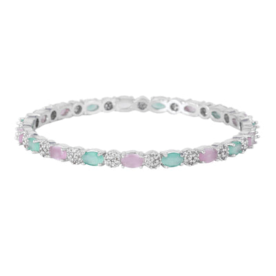 Estele Rhodium Plated CZ Splendid Designer Bangles with Multi-Color Stones for Women