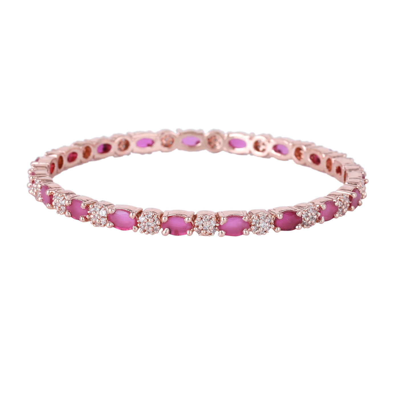 Estele Rose Gold Plated CZ Splendid Designer Bangles with Ruby Stones for Women