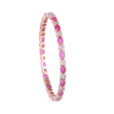 Estele Rose Gold Plated CZ Splendid Designer Bangles with Ruby Stones for Women