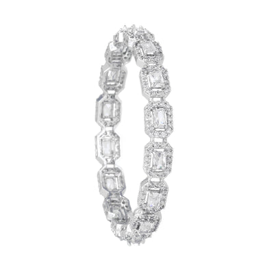 Estele Rhodium Plated CZ Astonishing Bangles with White Stones for Women