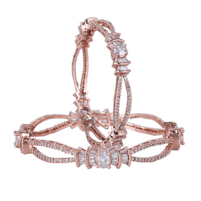 Estele Rose Gold Plated CZ Magnificent Designer Bangles for Women