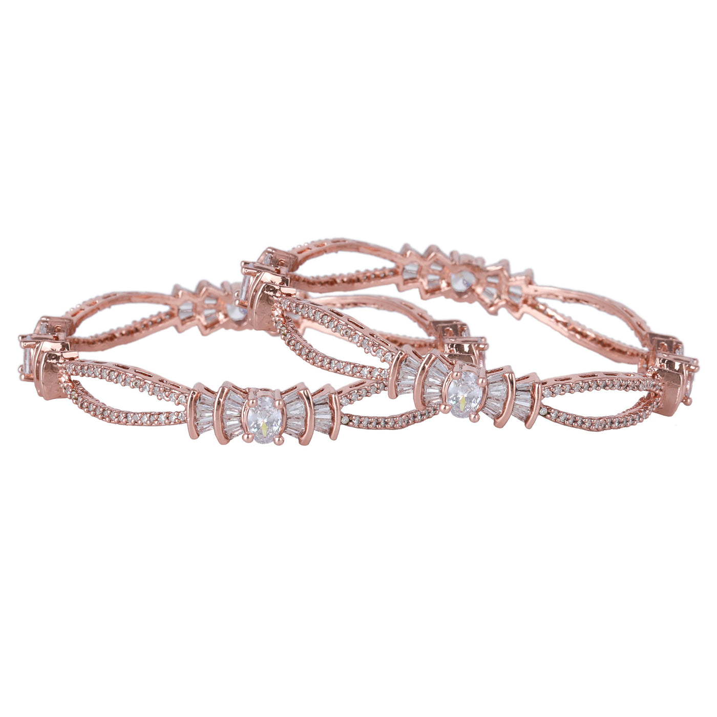 Estele Rose Gold Plated CZ Magnificent Designer Bangles for Women