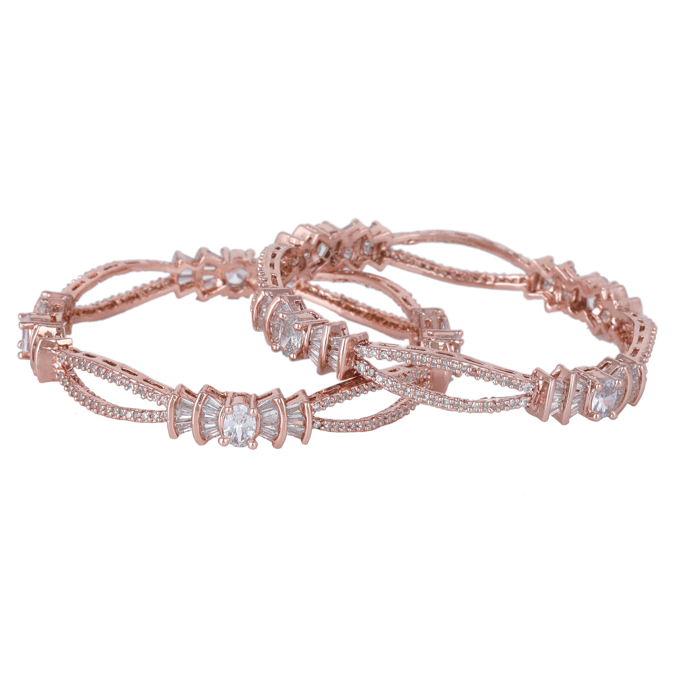 Estele Rose Gold Plated CZ Magnificent Designer Bangles for Women