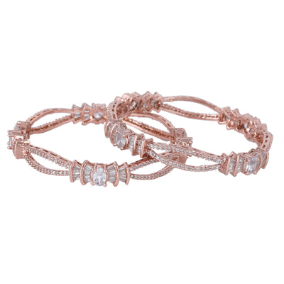 Estele Rose Gold Plated CZ Magnificent Designer Bangles for Women