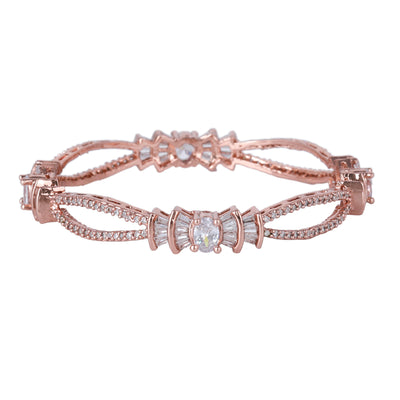 Estele Rose Gold Plated CZ Magnificent Designer Bangles for Women