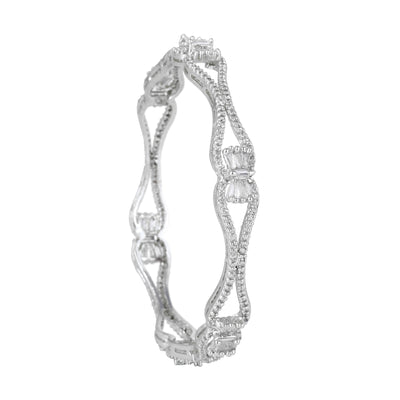 Estele Rhodium Plated CZ Glittering Designer Bangles for Women