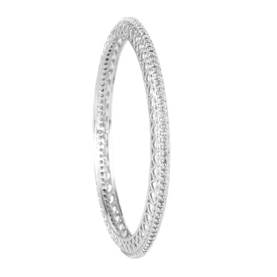 Estele Rhodium Plated CZ Dazzling Designer Bangles for Women