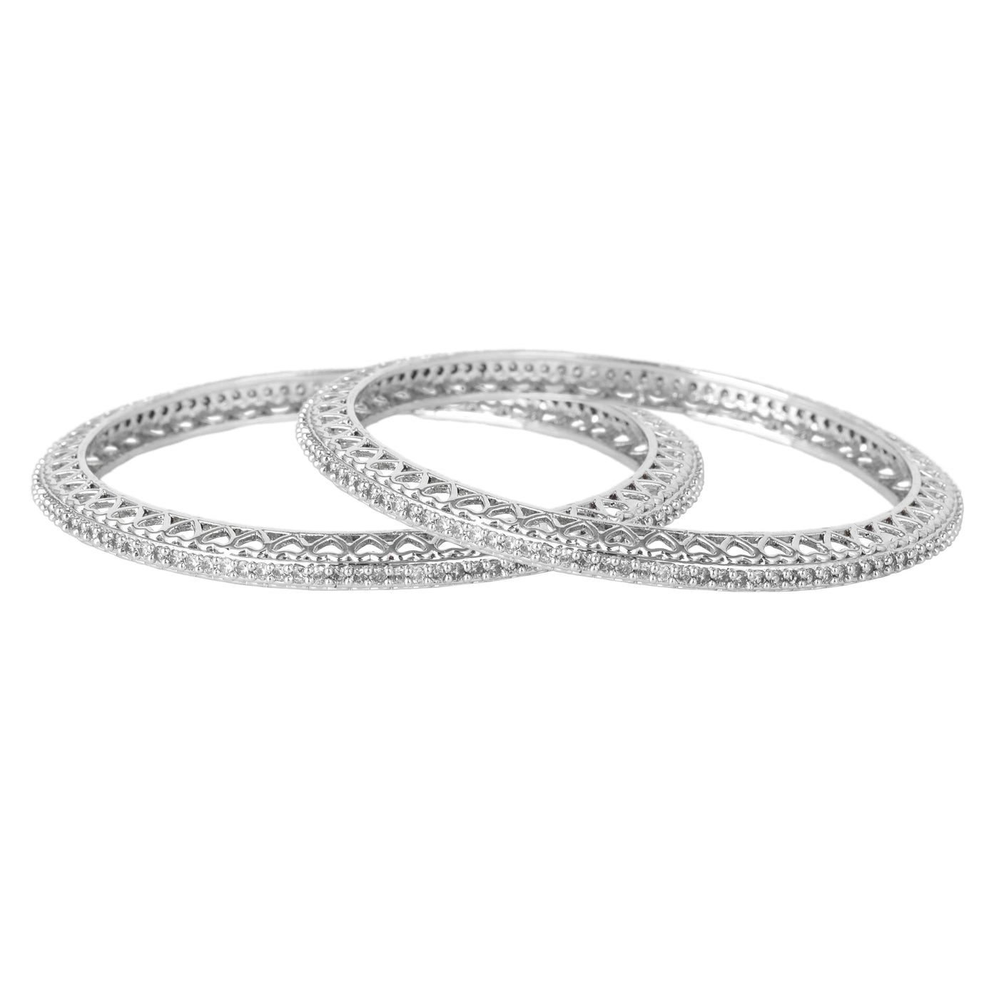 Estele Rhodium Plated CZ Dazzling Designer Bangles for Women