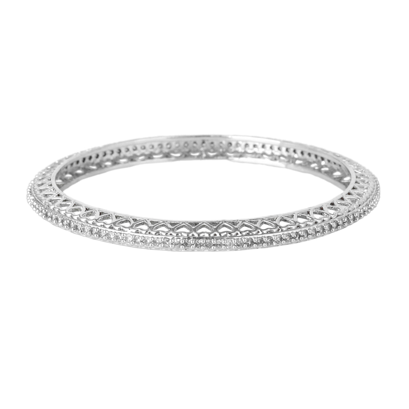 Estele Rhodium Plated CZ Dazzling Designer Bangles for Women