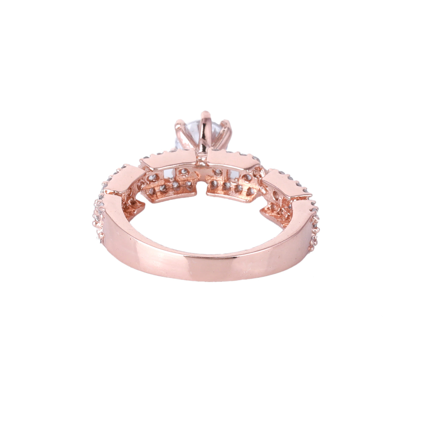 Estele Rose Gold Plated CZ Sparkling Finger Ring for Women(Non-Adjustable)