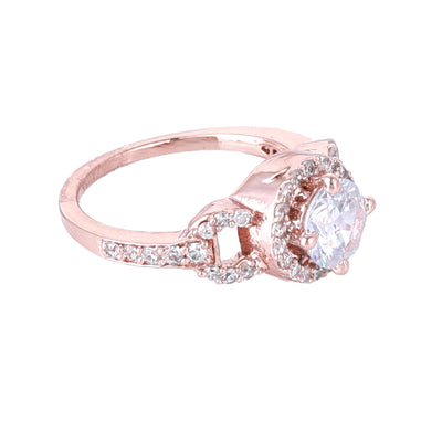 Estele Rose Gold Plated CZ Stunning Finger Ring for Women(Non-Adjustable)