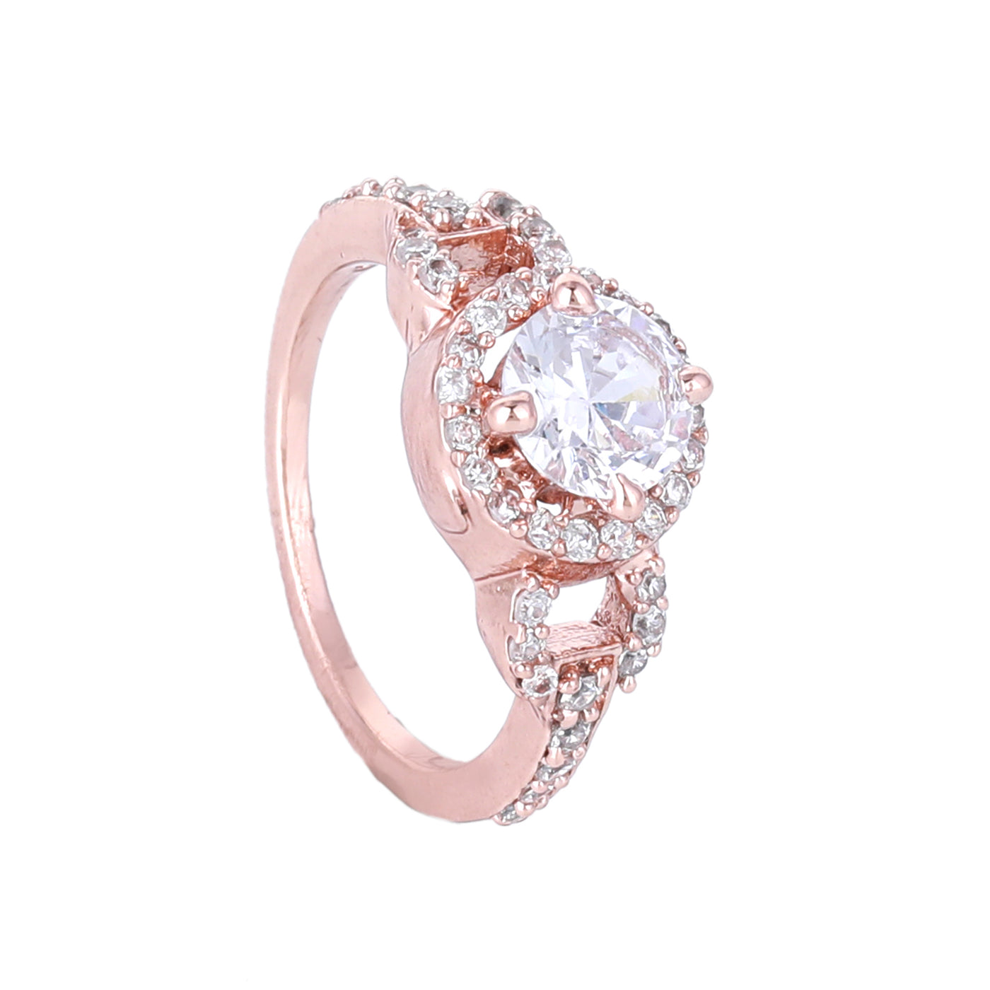 Estele Rose Gold Plated CZ Stunning Finger Ring for Women(Non-Adjustable)