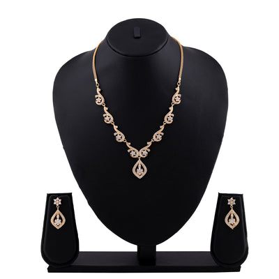 Estele Gold Plated CZ Radiance Necklace Set for Women