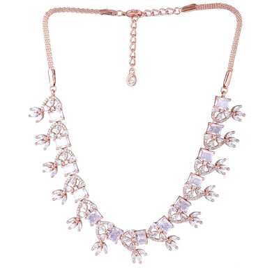 Estele Rose Gold Plated CZ Magnificent Designer Necklace Set for Women