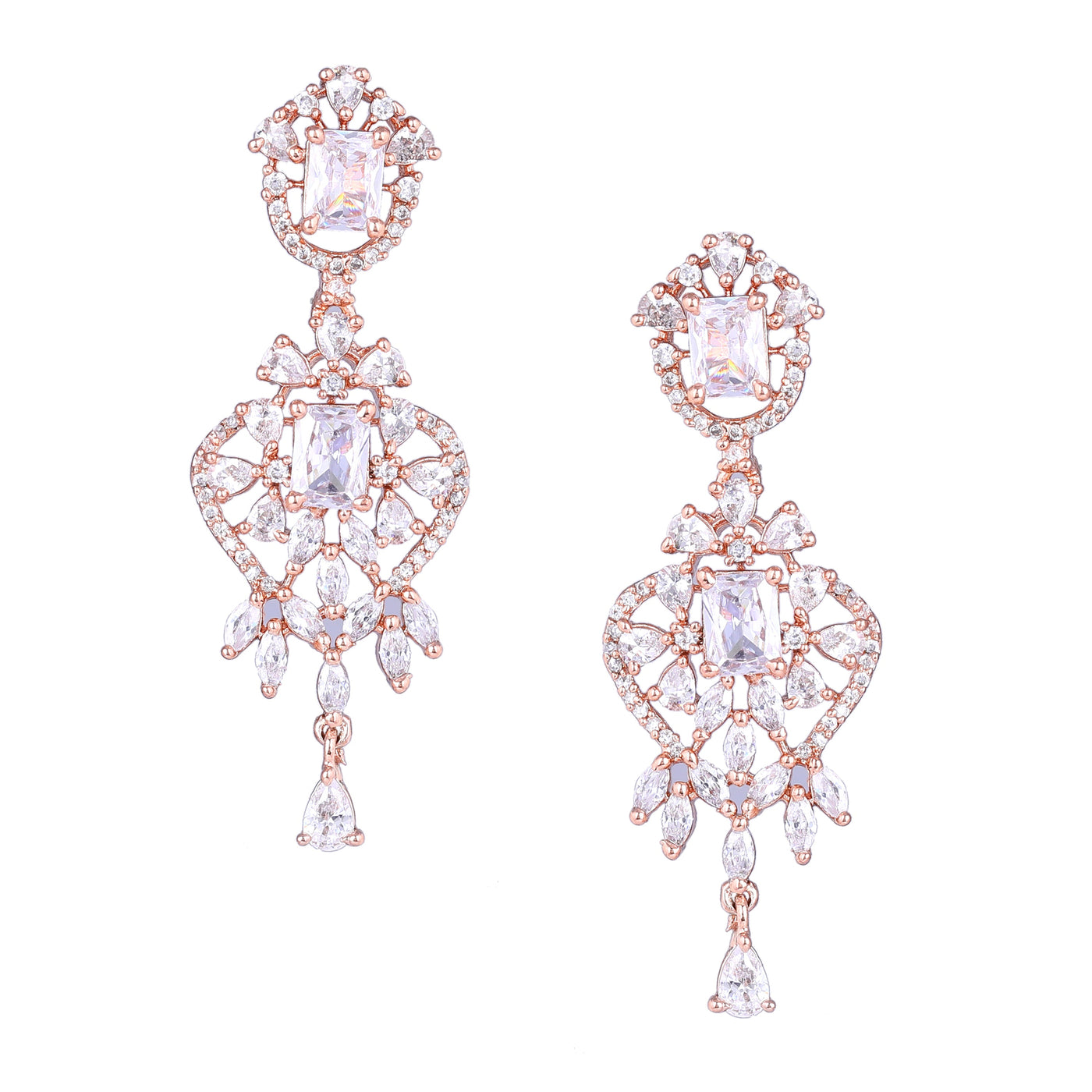 Estele Rose Gold Plated CZ Magnificent Designer Necklace Set for Women