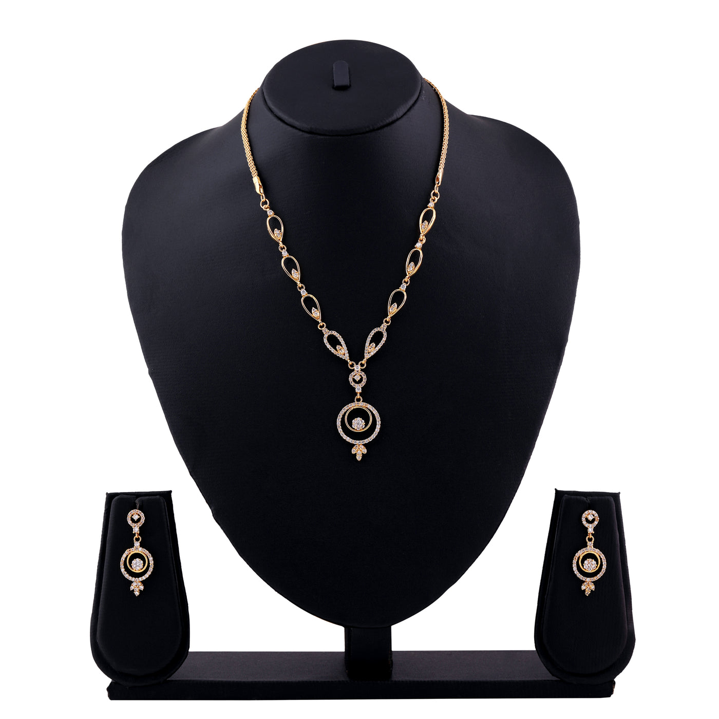 Estele Gold Plated CZ Elegant Necklace Set for Women