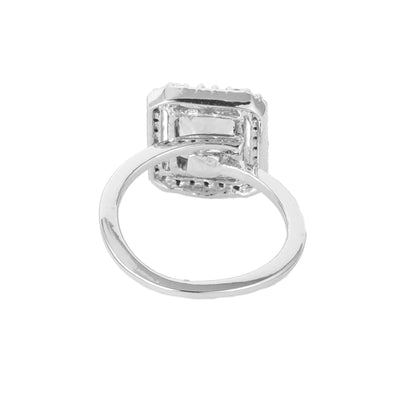 Estele Rhodium Plated CZ Shining Finger Ring for Women (Adjustable)