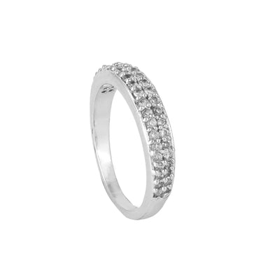 Estele Rhodium Plated CZ Splendid Finger Ring for Women(Non-Adjustable)