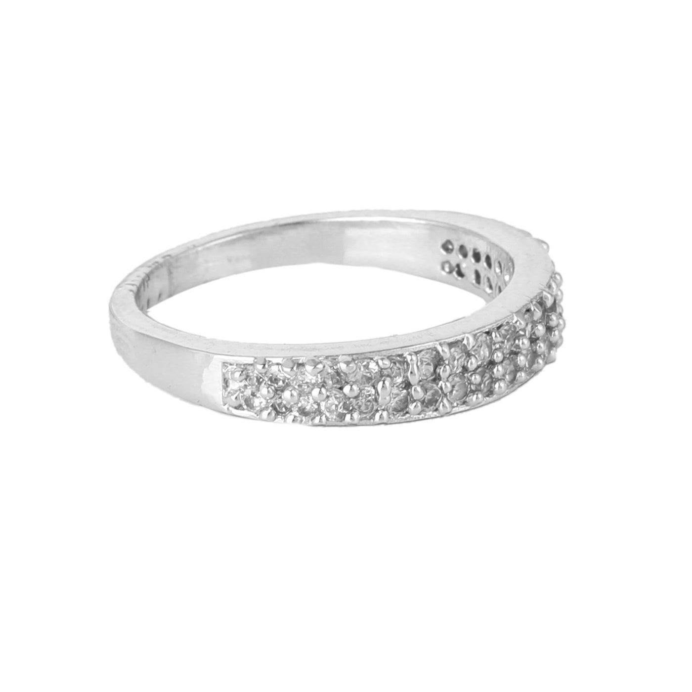 Estele Rhodium Plated CZ Splendid Finger Ring for Women(Non-Adjustable)