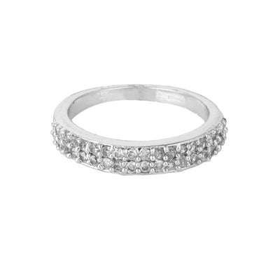 Estele Rhodium Plated CZ Splendid Finger Ring for Women(Non-Adjustable)