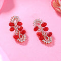 Estele Rose Gold Plated Trendy & Elegant Dangler Varya Earrings with Ruby Beads for Girls and Women