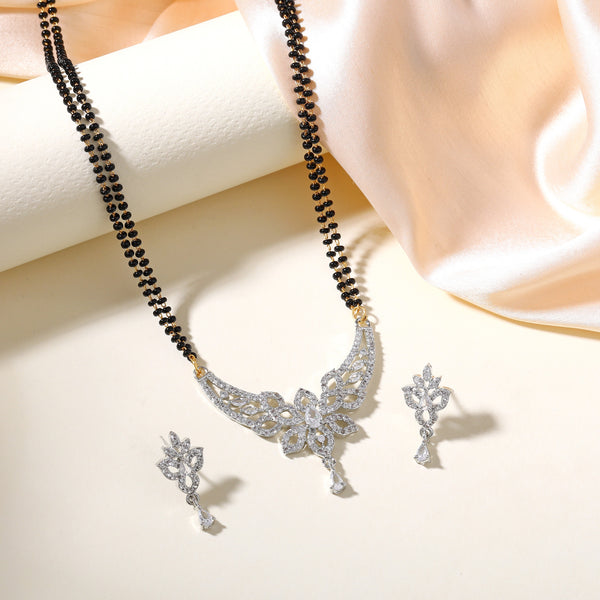 Trendy Mangalsutra Set with Black Beads – Wedding & Festive Jewelry-OSAKMS007-IRWE NKER