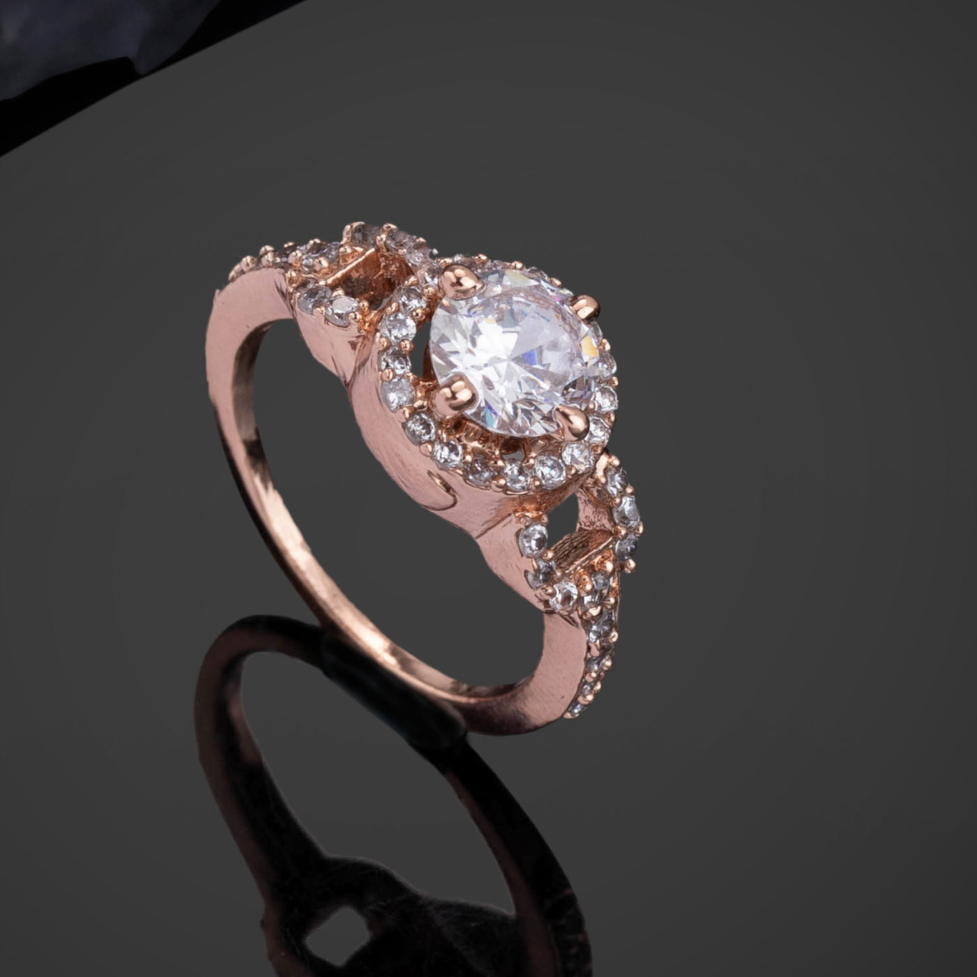 Estele Rose Gold Plated CZ Stunning Finger Ring for Women(Non-Adjustable)