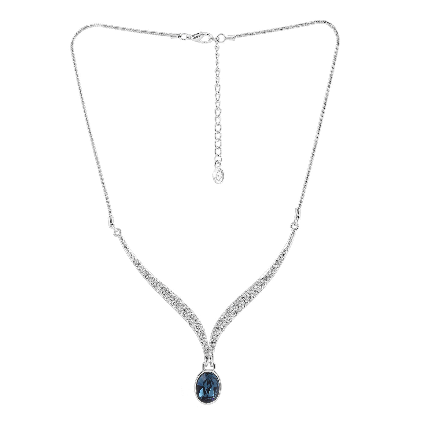 Estele Rhodium Plated Sparkling Necklace Set for Women