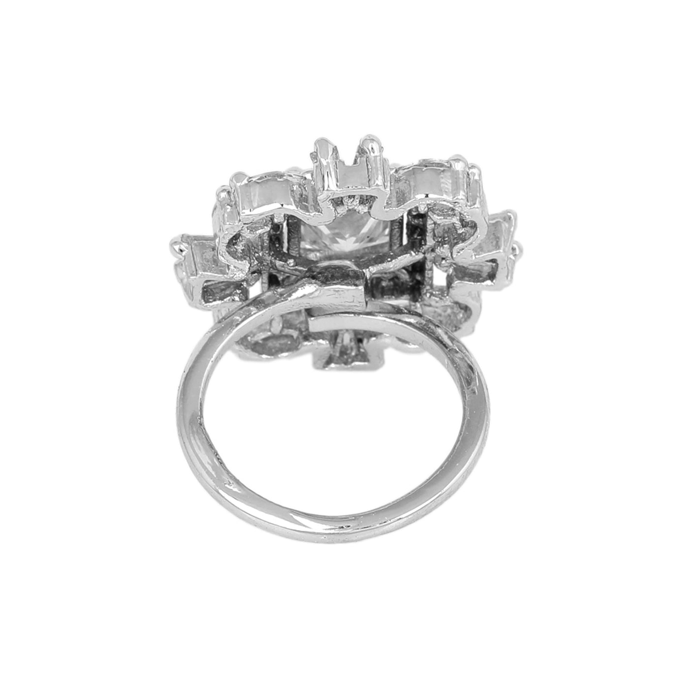 Estele Rhodium Plated CZ Gorgeous Finger Ring for Women(Adjustable)