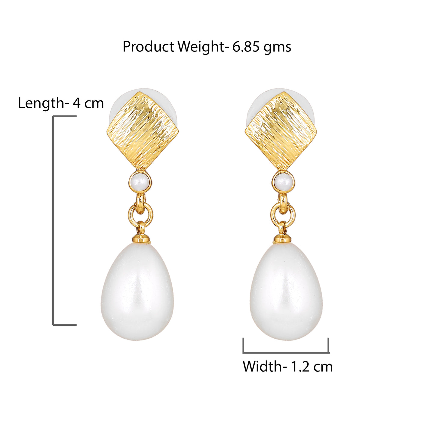 Estele Gold Plated Textured Pearl Drop Earrings for Girls and Women