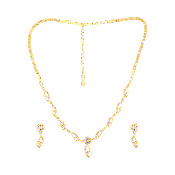 Estele Gold Plated CZ Elegant Necklace Set for Women