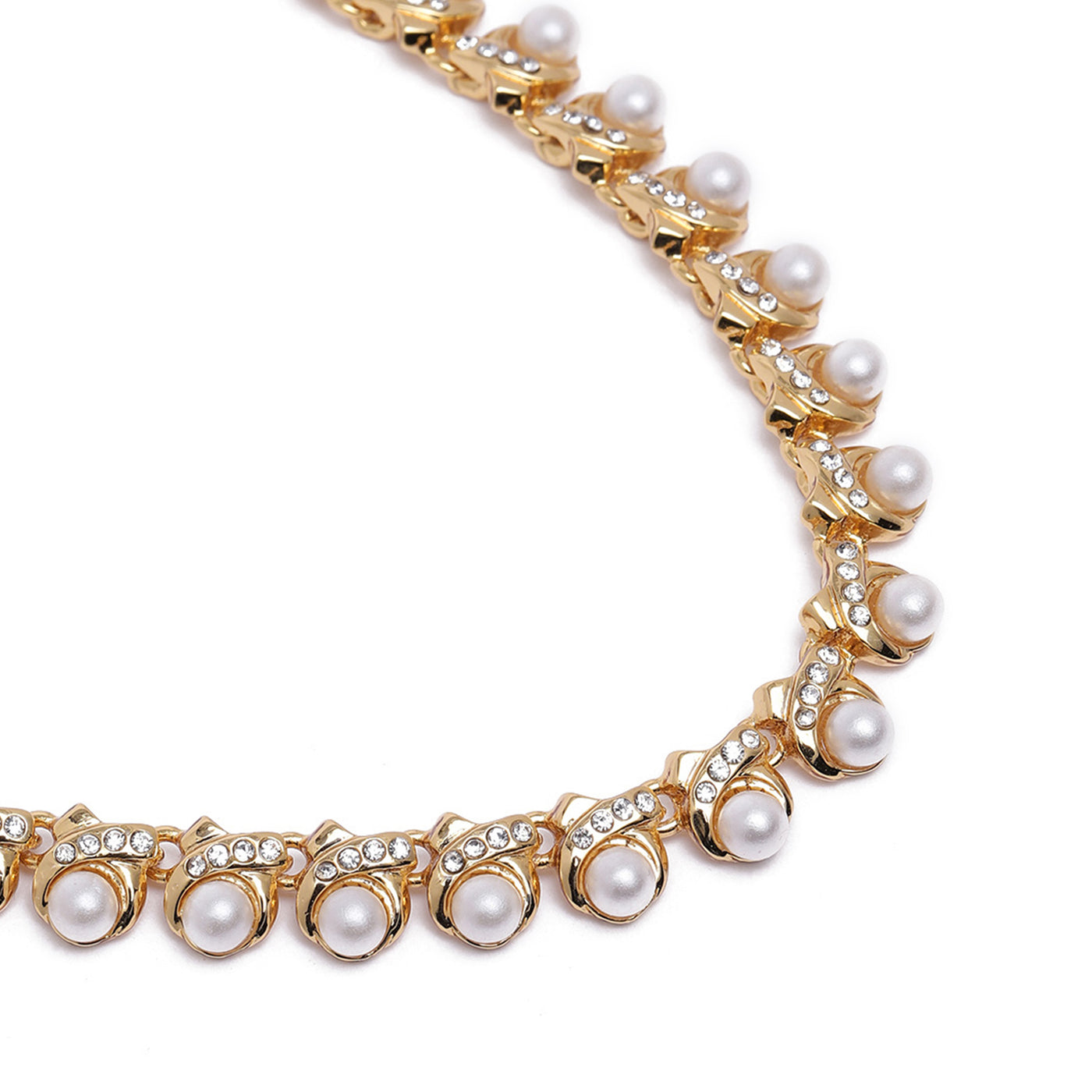 Estele Gold Plated Ravishing Designer Necklace Set with Crystals for Women