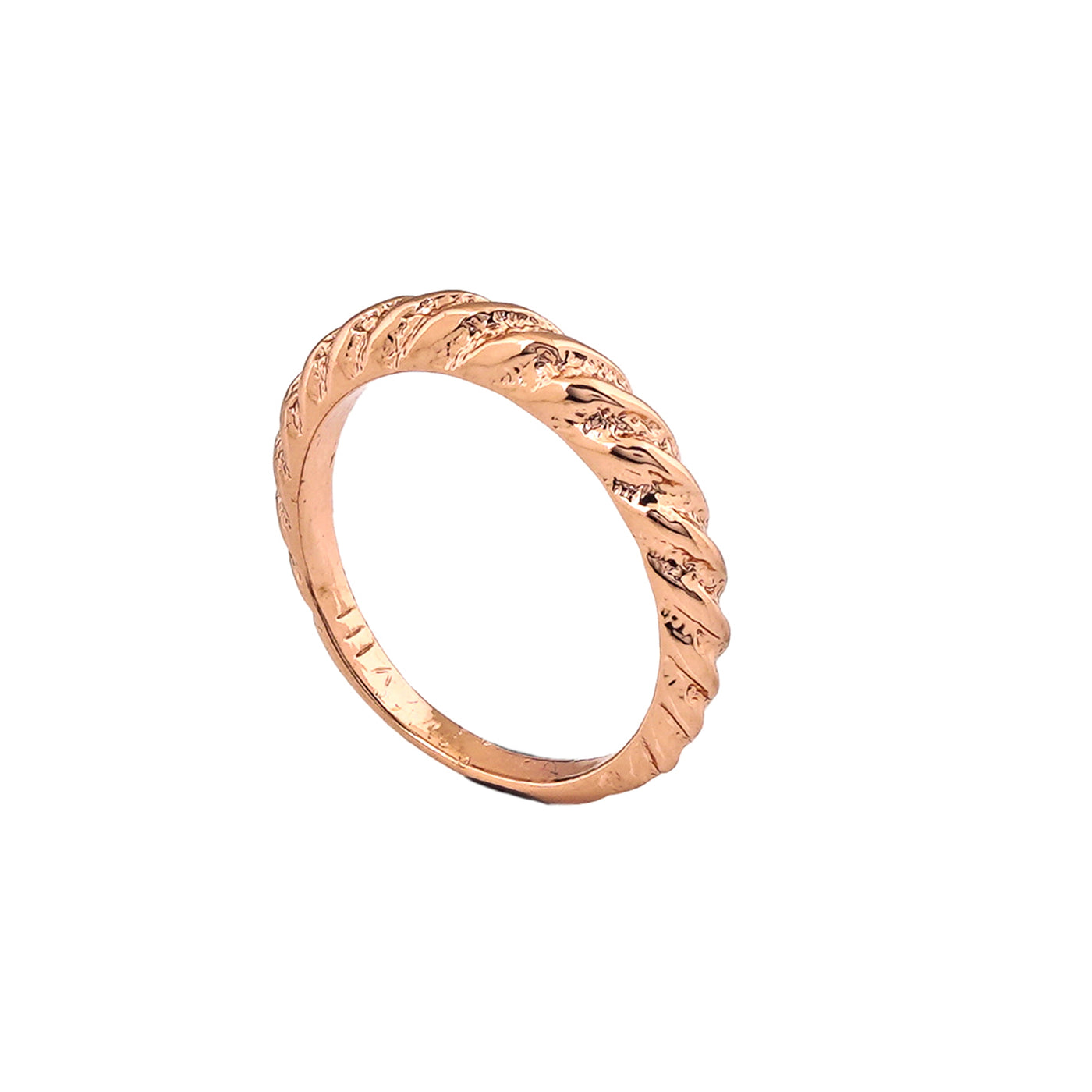 Estele Rose Gold Plated Twisted Textured Finger Ring for Women