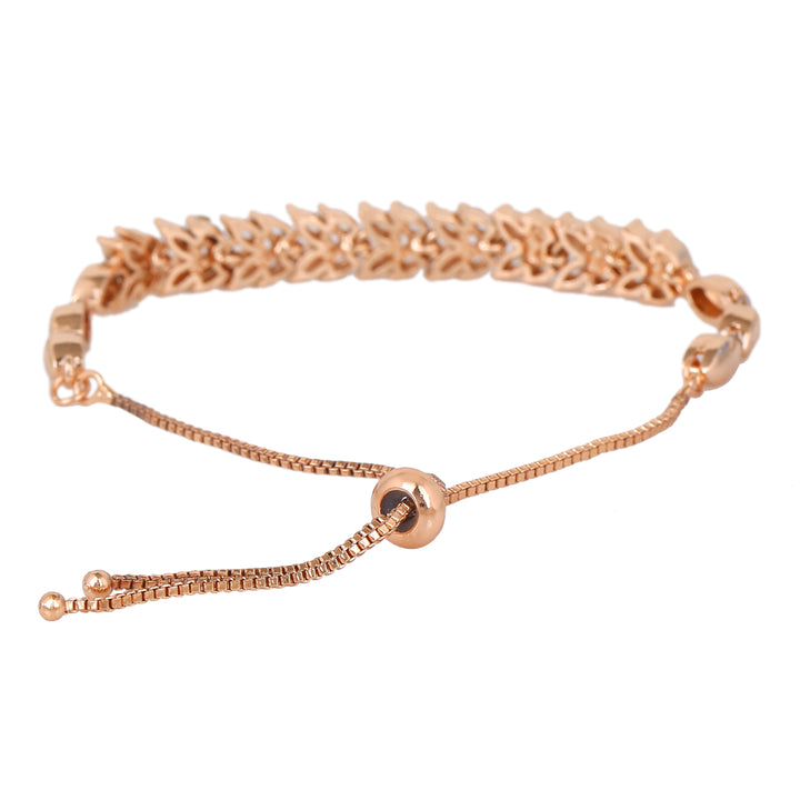 Estele Rose Gold Plated CZ Leaf Designer Bracelet for Women