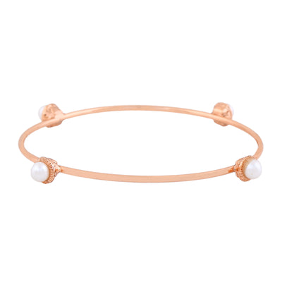 Estele Rose Gold Plated Stylish Bracelet with Pearl for Women