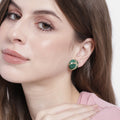 PRETTY EMERALD GREEN ENAMEL ROUND STUDS