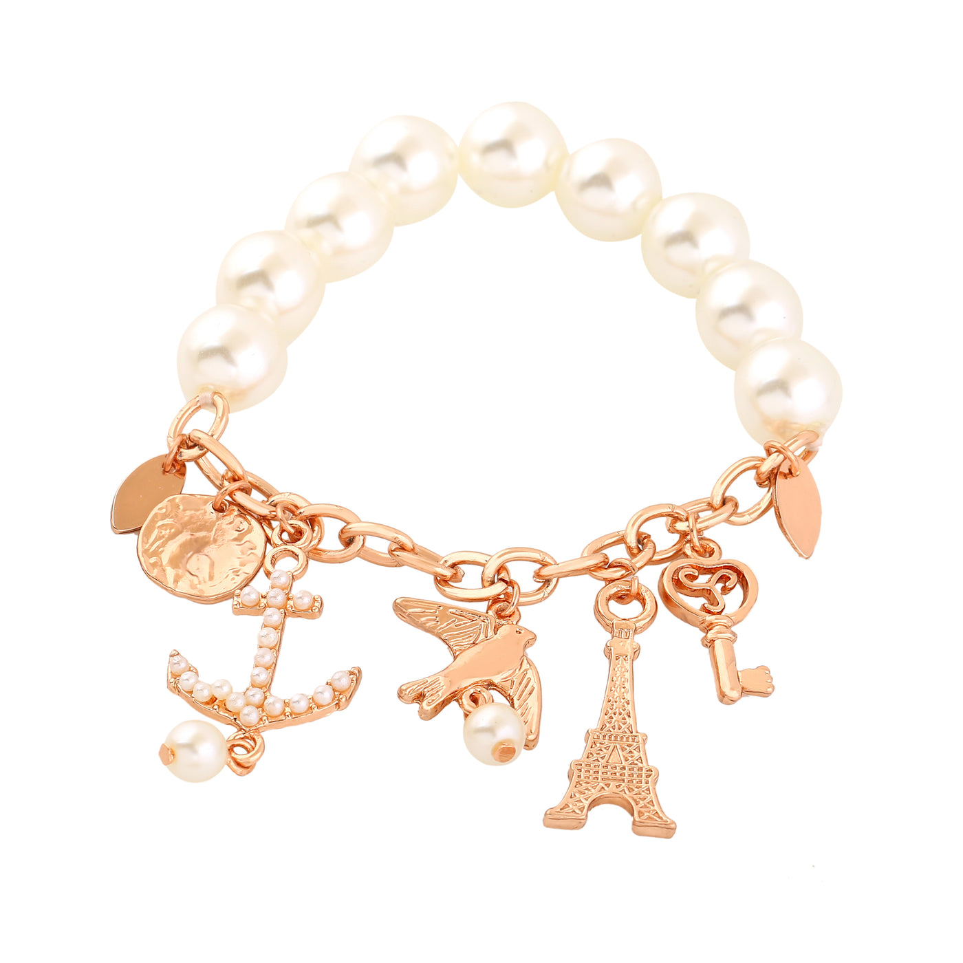 Estele Rose Gold Plated Sparkling Pearl Bracelet for Women