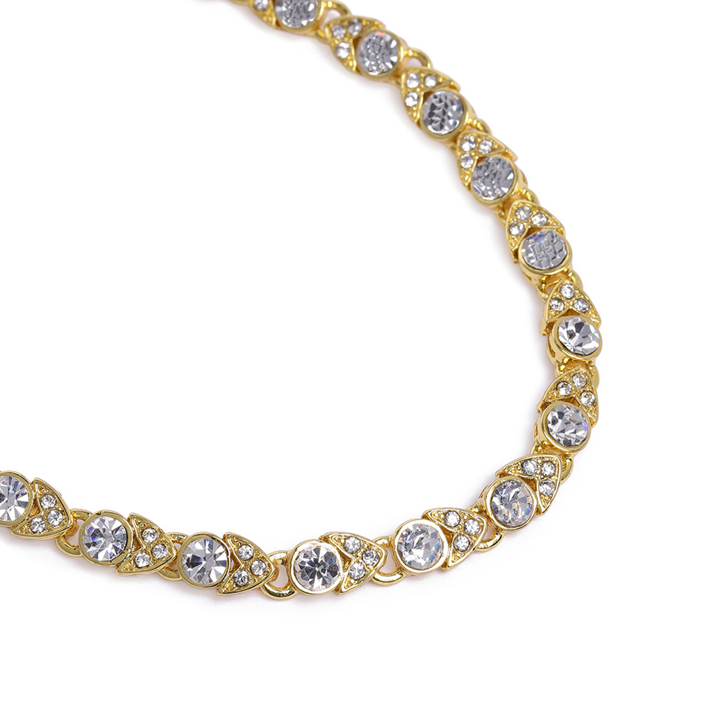 Estele Gold Plated Dazzling Necklace Set with White Austrian Crystals for Women