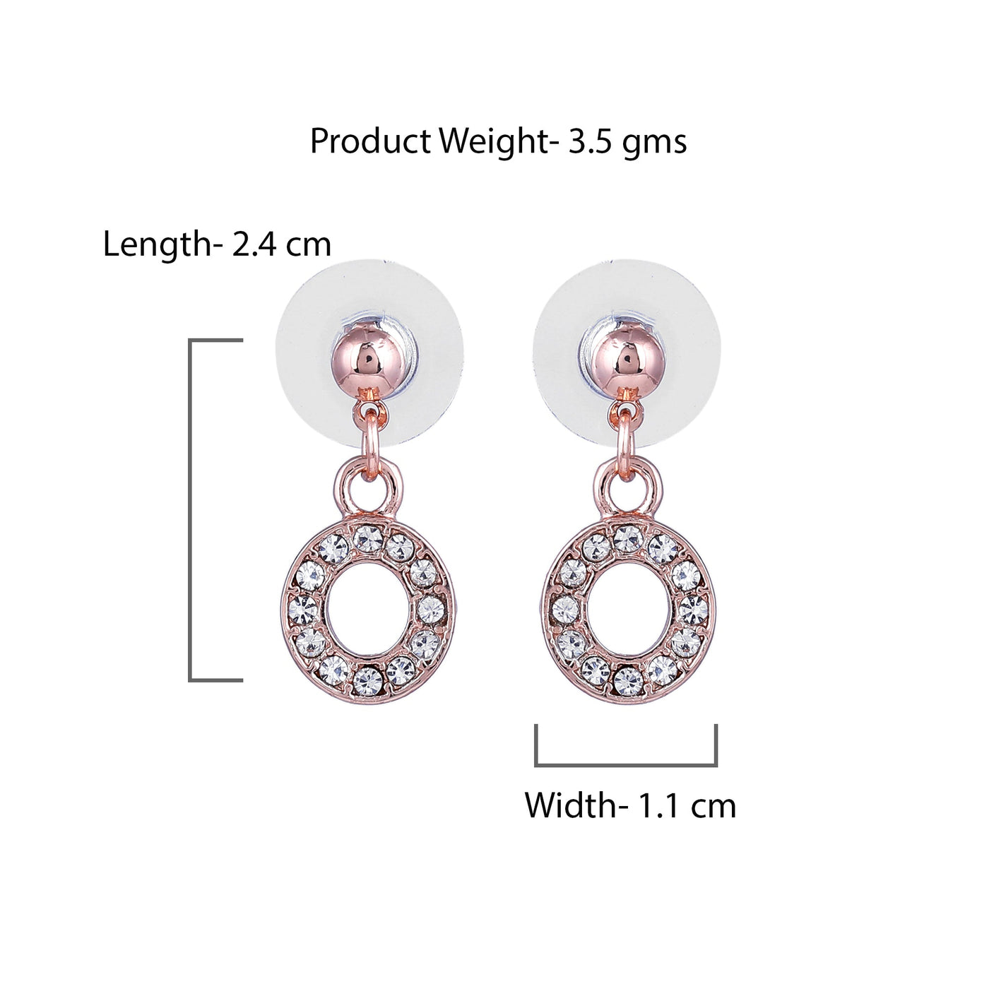 Estele Rose Gold Plated Magnificent Medium 'O' Letter Earrings with Crystals for Women