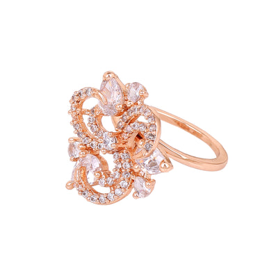 Estele Rose Gold plated CZ Sparkling Finger Ring for Women
