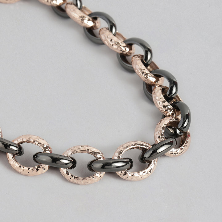 Estele RoseGold Plated intertwined Cuban Necklace set for Women