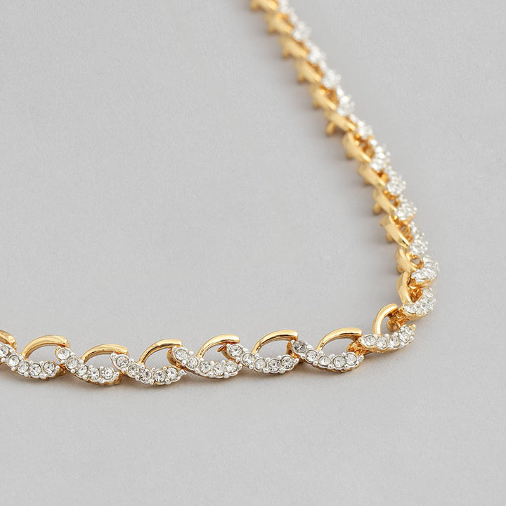 Estele Gold Plated Sparkling Necklace Set with Austrian Crystals for Women