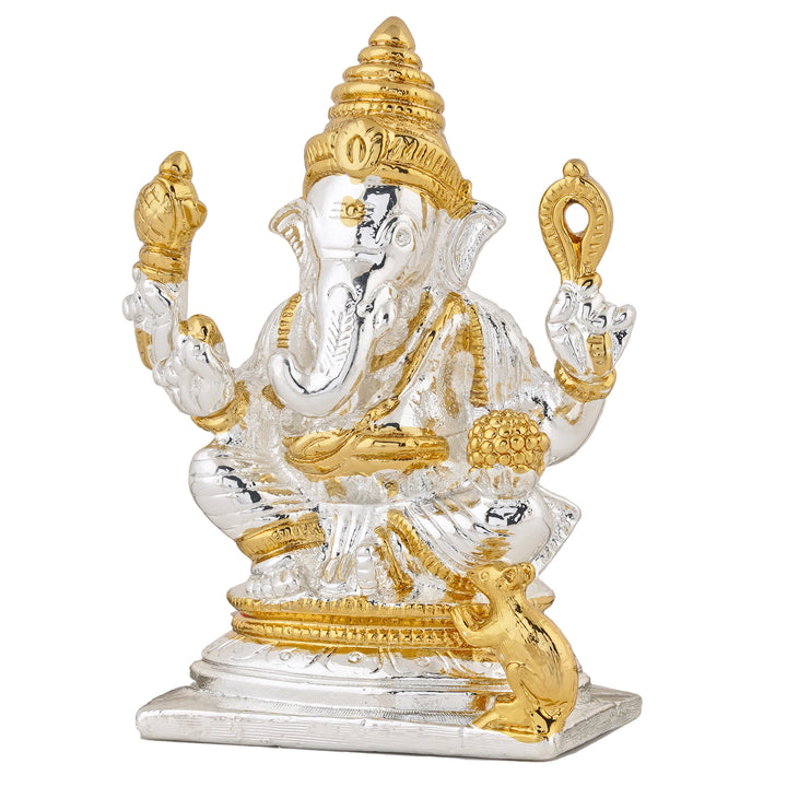 Estele Gold & Rhodium Plated Lord Ganesh Idol (18T)