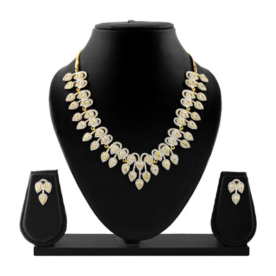 Estele Gold Plated CZ Sparkling Necklace Set for Women