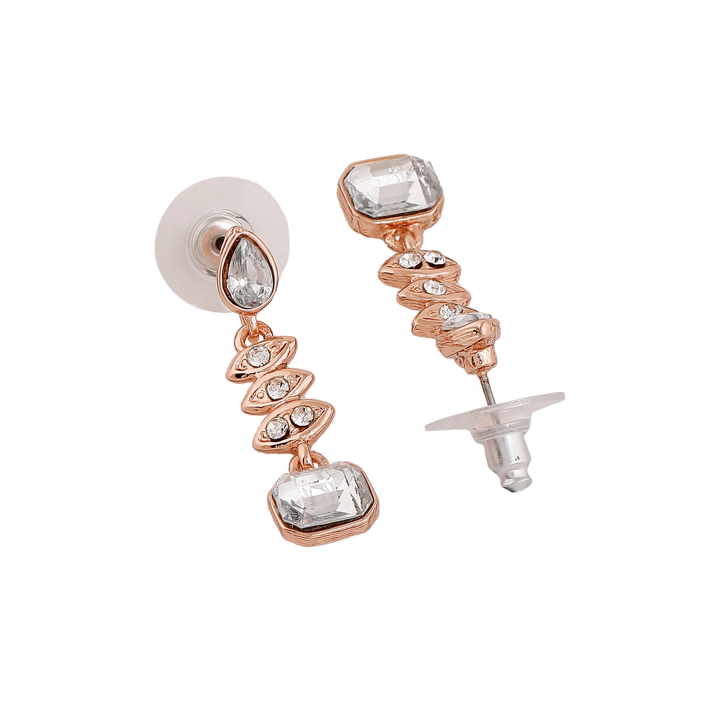 Estele Rose Gold Plated Elegant Drop Earrings with Crystals for Women