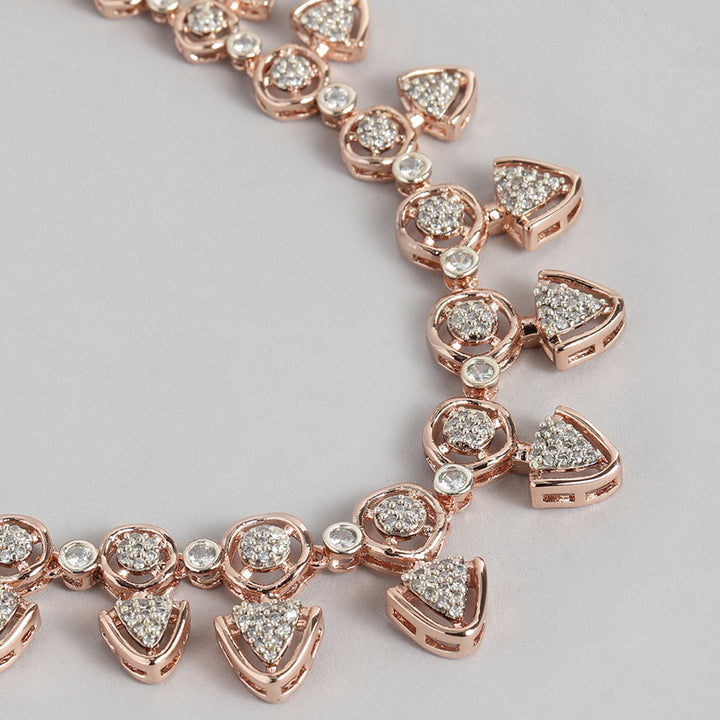 Estele Rose Gold Plated CZ Gorgeous Necklace Set for Women