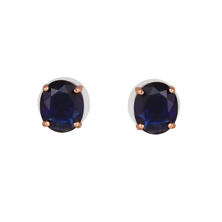 Estele Rose Gold Plated CZ Elegant Designer Pendant Set with Blue Stones for Women