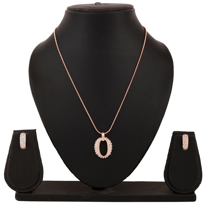 Estele Rose Gold Plated Beautiful Designer Pendant Set with Crystals for Women